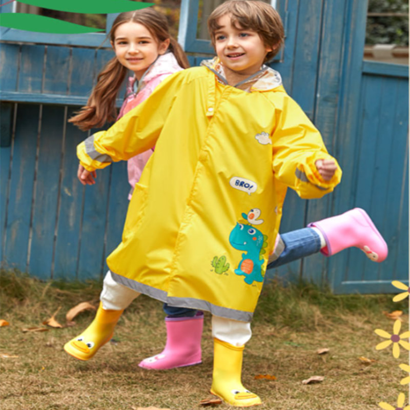 Tipo de segurança 3D com posição de mochila escolar capa de chuva infantil