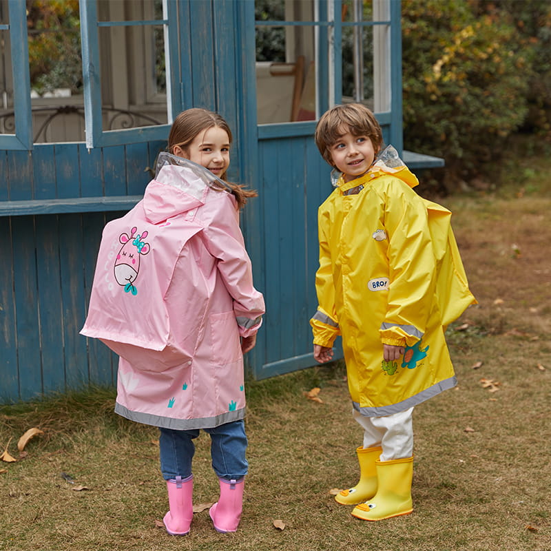 Tipo de segurança 3D com posição de mochila escolar capa de chuva infantil